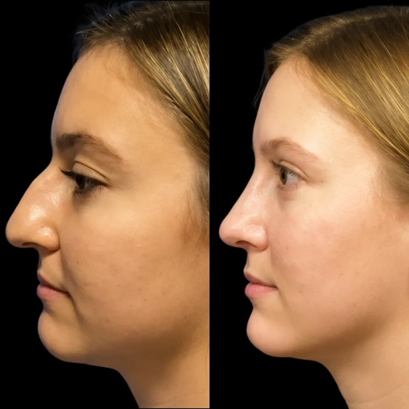 Rhinoplasty before and after result for a West Orange NJ patient